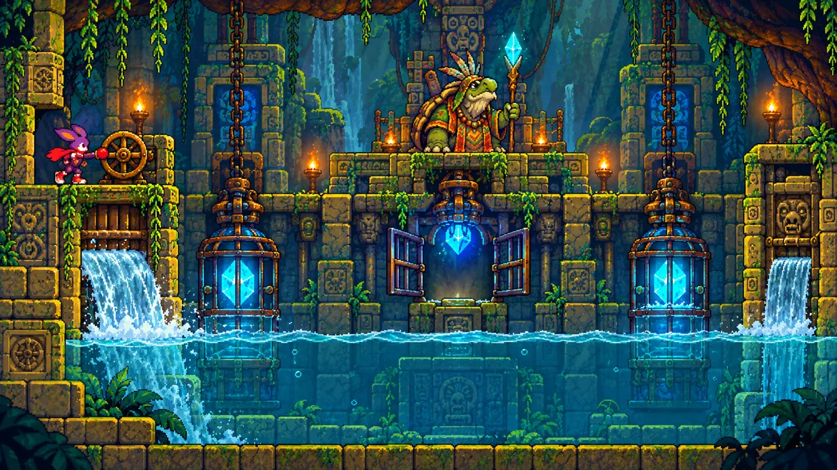 The Turtle Chief boss concept. Ruler of the Reptile Tribe, in his temple.