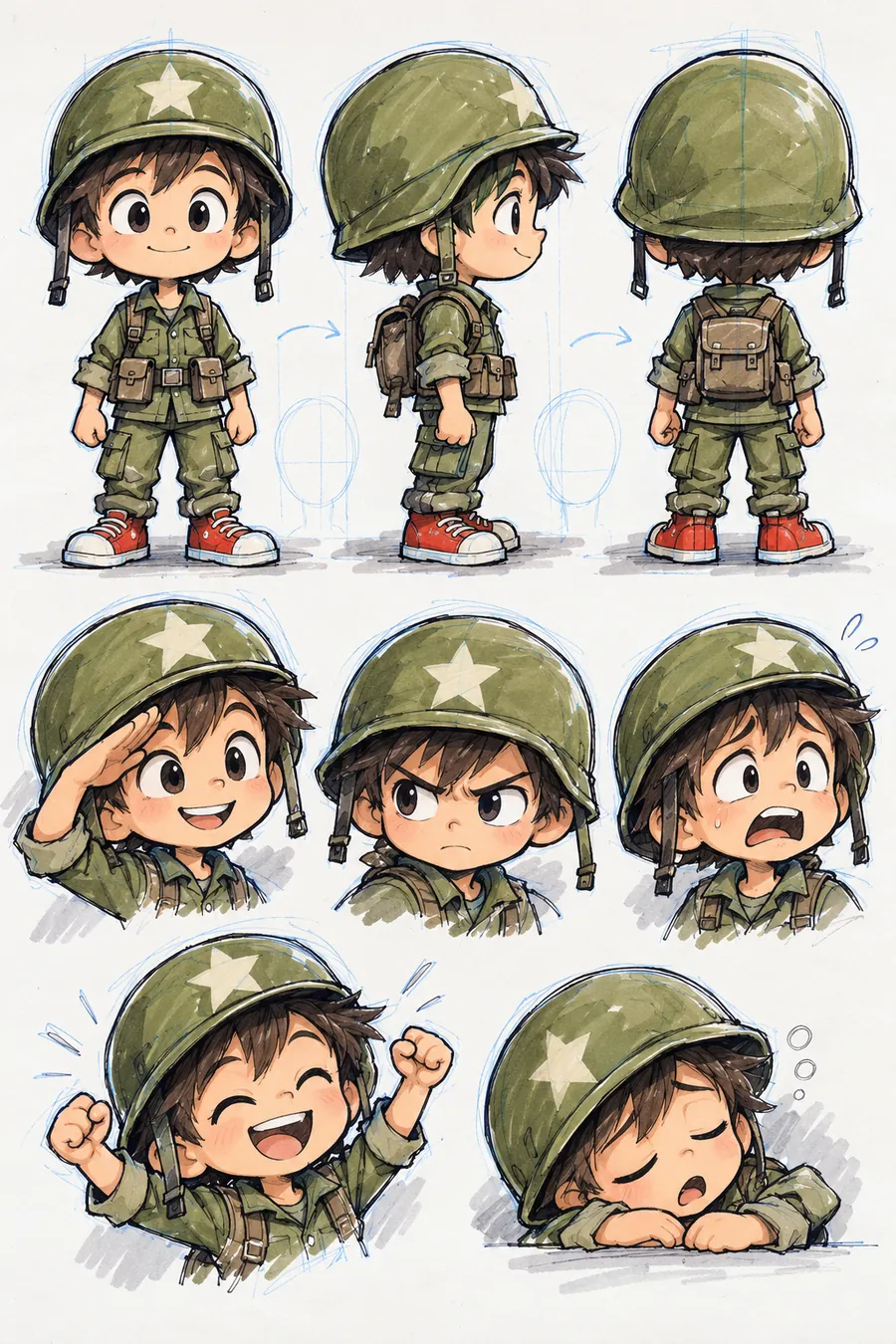 Oliver: turnaround. The kid sergeant with his oversized star helmet.
